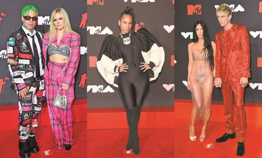 Izquierda, Mod Sun y Avril Lavigne; Centro, Alicia Keys; Derecha, Megan Fox y Machine Gun Kelly. Fotos: Agencia.