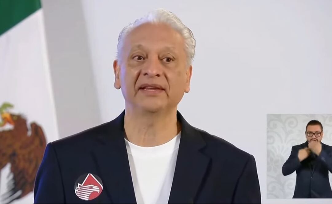 Víctor Rodríguez, director de Pemex durante conferencia matutina de la presidenta, Claudia Sheinbaum el 11 de octubre de 2024. Foto: Captura de pantalla