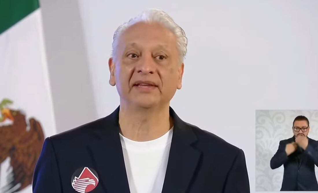 Víctor Rodríguez, director de Pemex durante conferencia matutina de la presidenta, Claudia Sheinbaum el 11 de octubre de 2024. Foto: Captura de pantalla