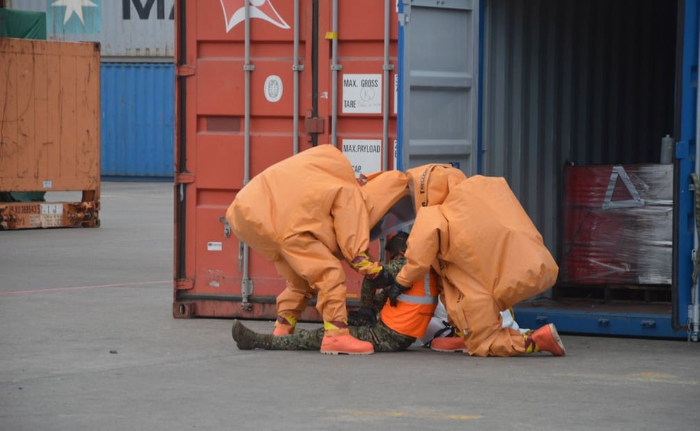 Mundial 2026: Secretaría de Marina realiza simulacro químico en puerto de Veracruz; prueban protocolos de emergencia.
Foto: Especial.