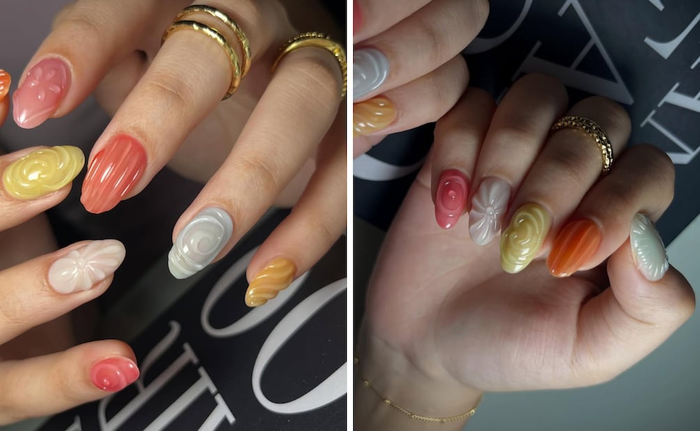 ¿Te gustan los detalles 3D? Foto: Instagram @bellebeau.nails