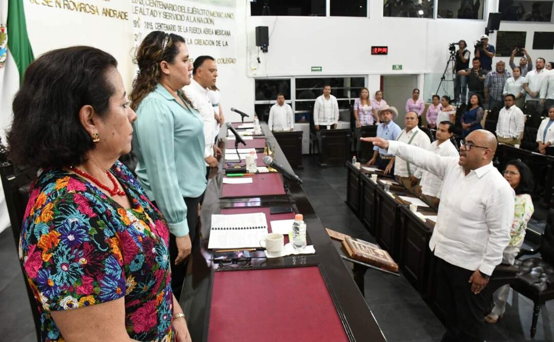 Toma de protesta del nuevo Fiscal de Tabasco, Óscar Tonatiuh Vázquez Landeros (10/04/2025). Foto: Especial