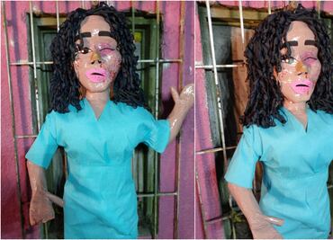 Apoyan a Paola Suárez... con una piñata con todo y marcas de violencia