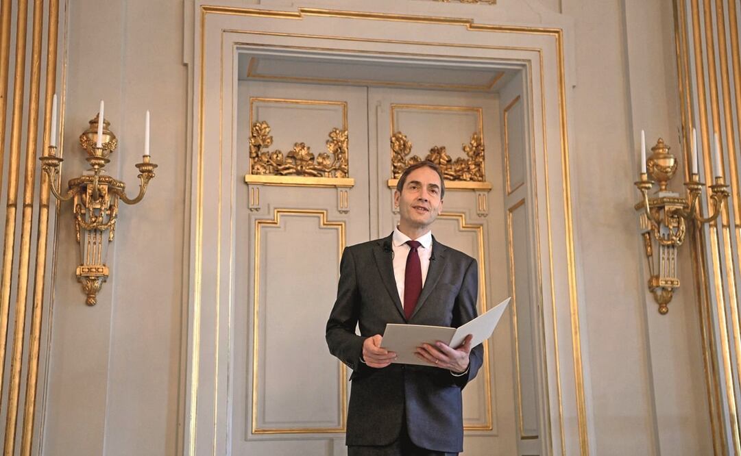 Mats Malm, secretario de la Academia Sueca, en el anuncio del Nobel de Literatura. Foto: Jonathan Nackstrand. AFP