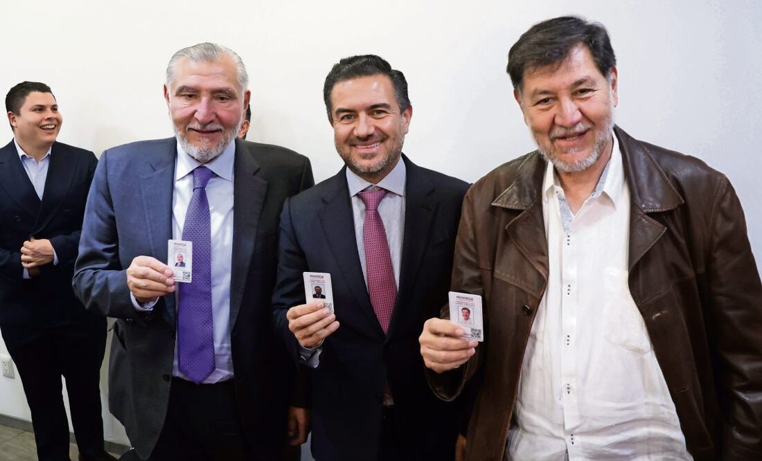 Miguel Ángel Yunes Márquez durante su afiliación a Morena, acompañado de Adán Augusto López y Gerardo Fernández Noroña. (19/02/2025). Foto: Carlos Mejía/EL UNIVERSAL