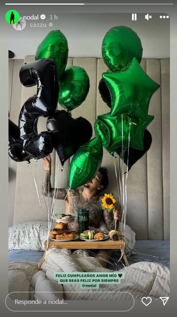 Christian Nodal cumple 25 años y Cazzu lo festeja con romántico detalle. Foto: Instagram.