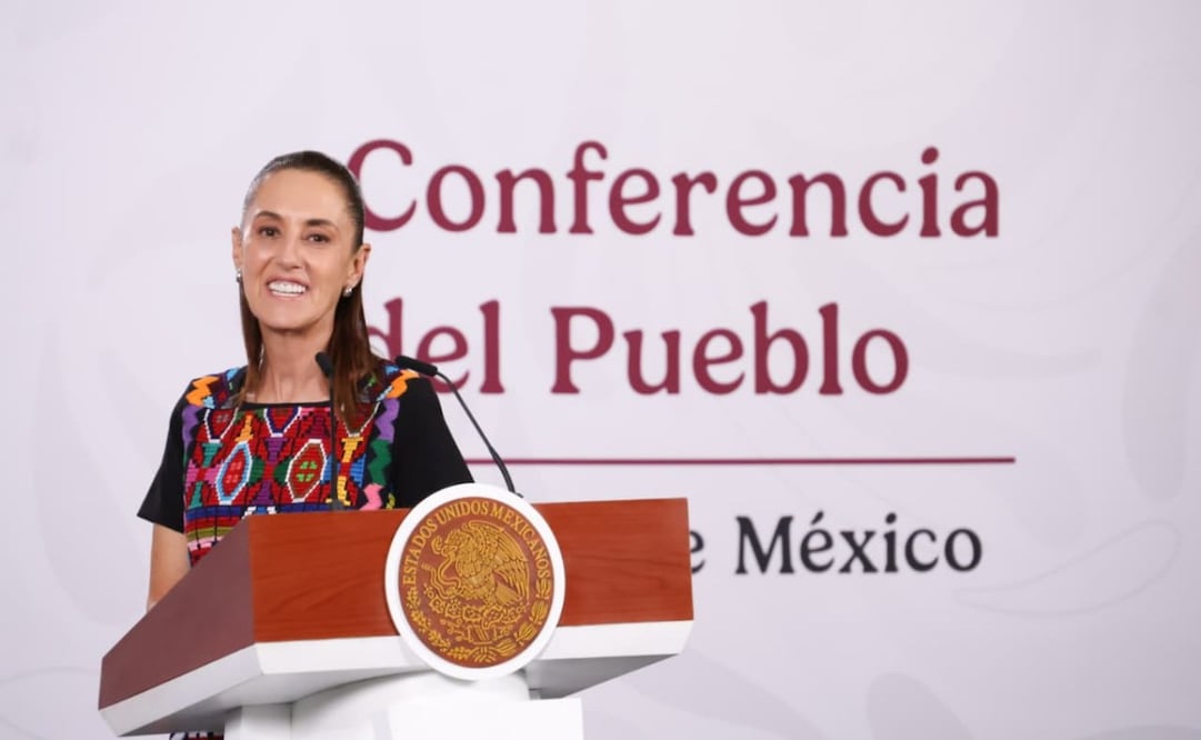La presidenta Claudia Sheinbaum Pardo en la “Mañanera del Pueblo” de Palacio Nacional este 20 de mayo de 2026. Foto: Karla Guerrero/ EL UNIVERSAL