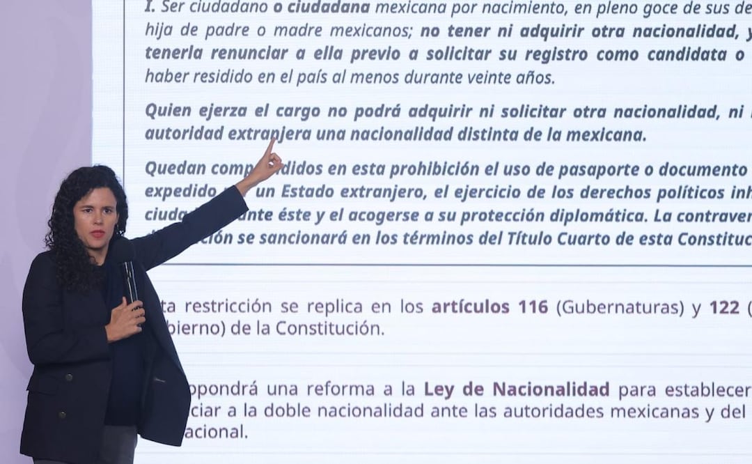 Luisa María Alcalde, consejera Jurídica de la Presidencia, durante la conferencia de prensa de la presidenta Claudia Sheinbaum (27/08/2026). Foto: Gabriel Pano / EL UNIVERSAL