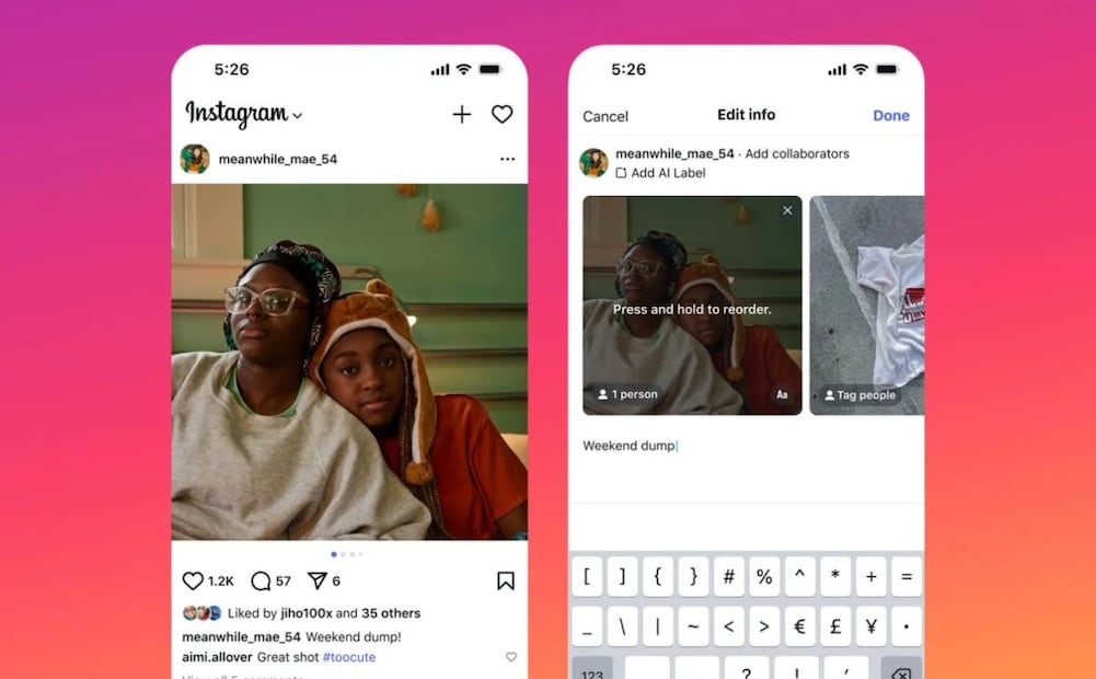 Paso a paso: cómo acomodar las fotos de tu carrusel de Instagram. Imagen: cortesía