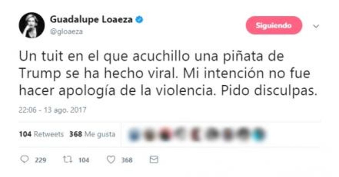 Loaeza se disculpa por apuñalar piñata de Trump