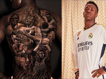 Vinícius Júnior homenajea a Pelé, Michael Jordan, Muhammad Ali y Kobe Bryant con tatuaje