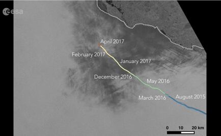La ESA publica imágenes de la grieta de la plataforma de hielo Larsen C