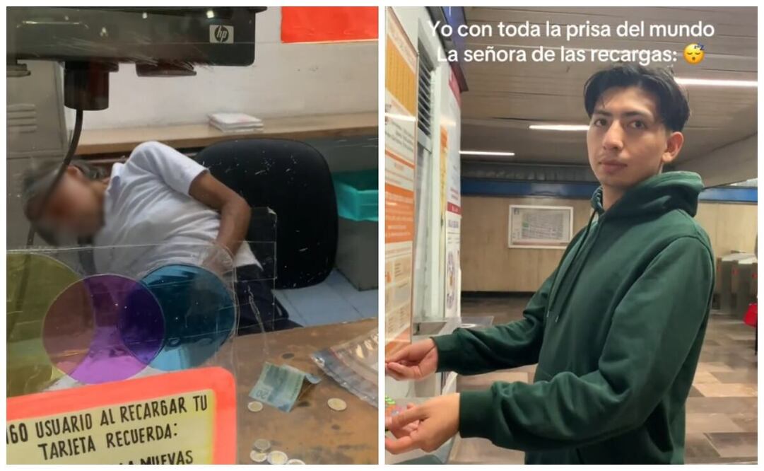 Usuario de Tik Tok capta a empleada del metro durmiendo profundamente. Foto: TikTok