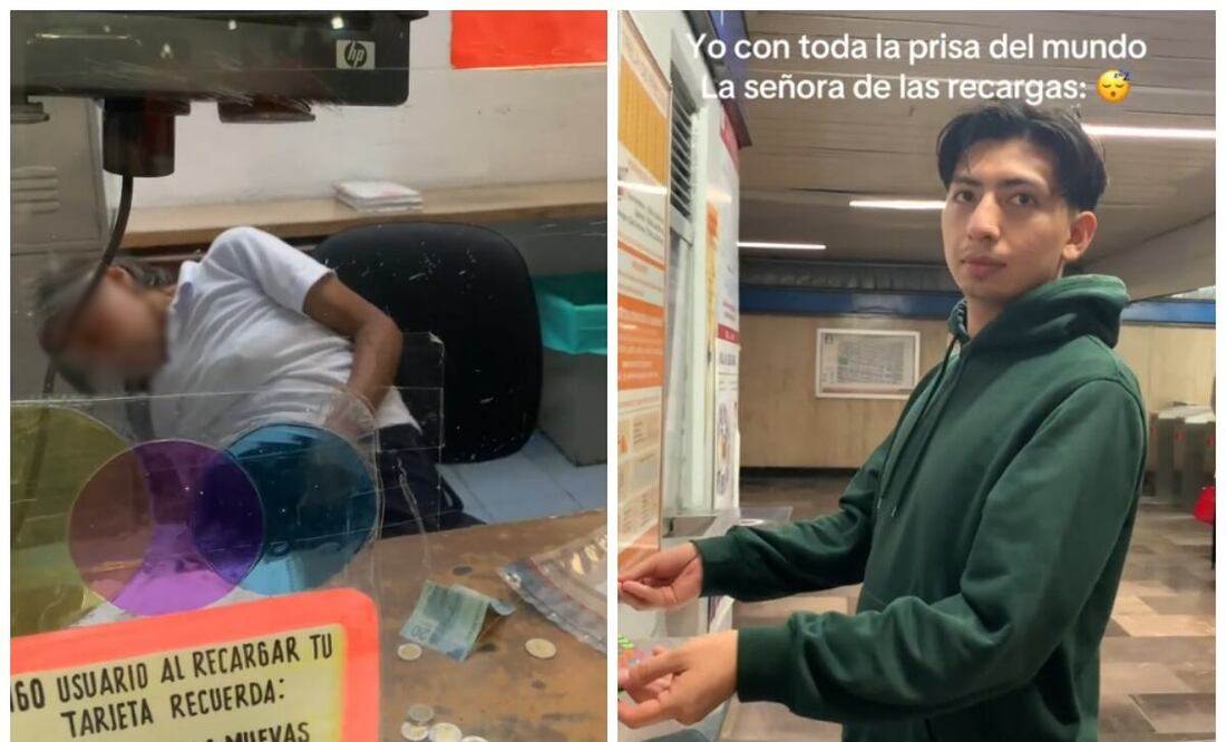 Usuario de Tik Tok capta a empleada del metro durmiendo profundamente. Foto: TikTok