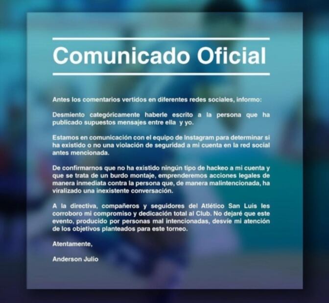 Exhiben a jugador del Atlético de San Luis, por supuesto acoso en redes