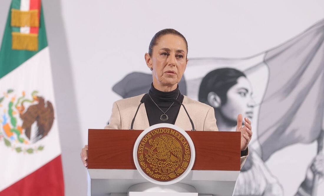 Claudia Sheinbaum, presidenta de México, durante la mañanera del 11 de marzo del 2025 en Palacio Nacional. Foto: Gabriel Pano / EL UNIVERSAL
