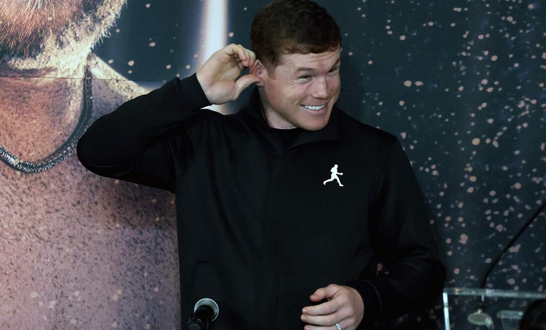 Canelo Álvarez durante la conferencia de prensa por la pelea contra John Ryder / Foto: AFP