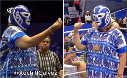 Xóchitl Gálvez se sube al ring con máscara del Huracán Ramírez; así fue el encuentro de lucha libre