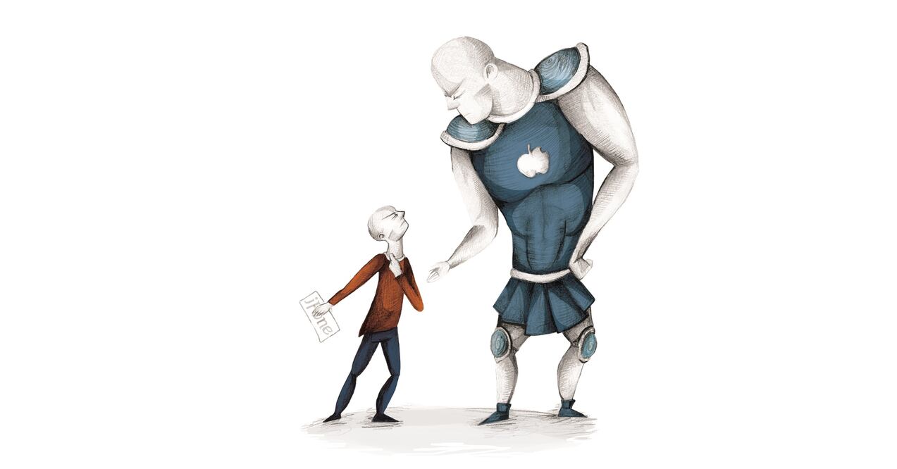 La empresa mexicana ha ganado 12 sentencias en el largo litigio que enfrenta contra Telcel, Iusacell y Movistar; Apple argumenta que "las marcas famosas poseen privilegios" (ILUSTRACIÓN ROSARIO LUCAS)