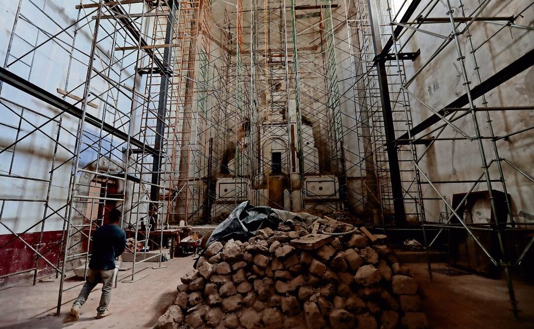 Imagen de septiembre del 2020 del Convento de San Juan Bautista, en Tlayacapan, Morelos, que sufrió afectaciones en el 2017. Foto: Archivo El Universal