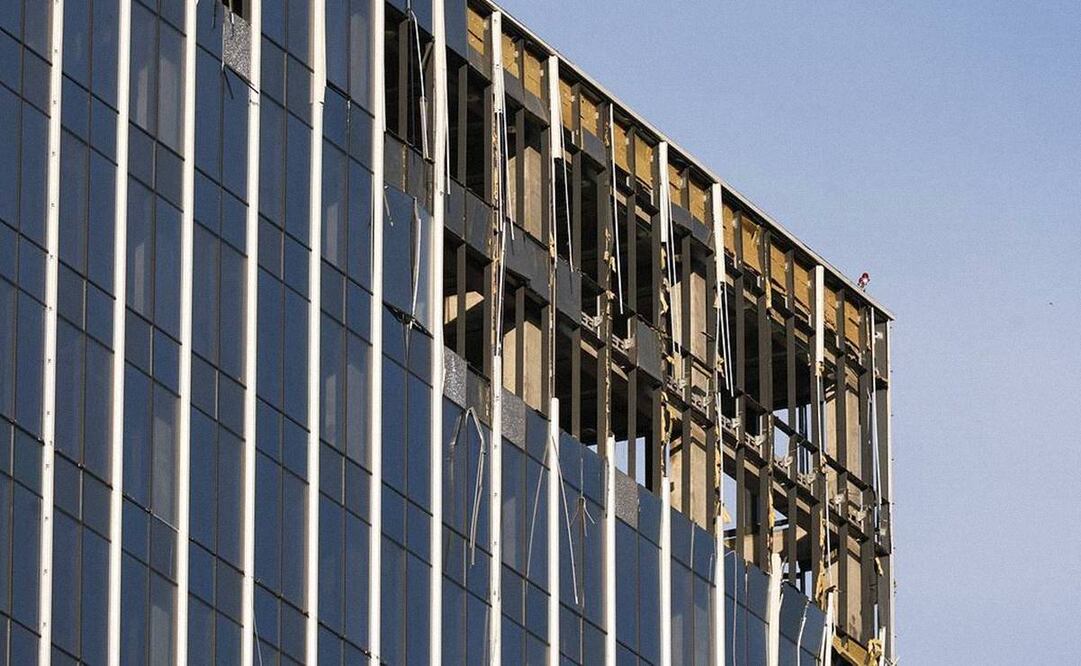 Daños por ataque con dron a edificio en Rusia. Foto: Tass