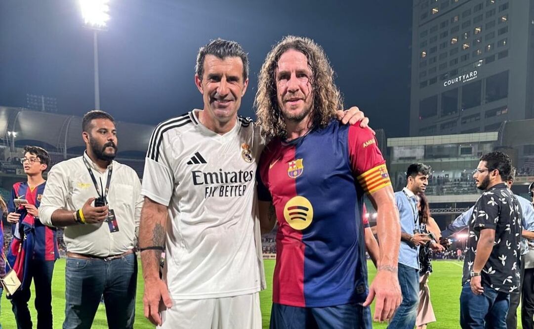 Luis Figo y Carles Puyol estarán en Toluca, Estado de México para el duelo de leyendas entre Barcelona y Real Madrid| FOTO: @luis_figo