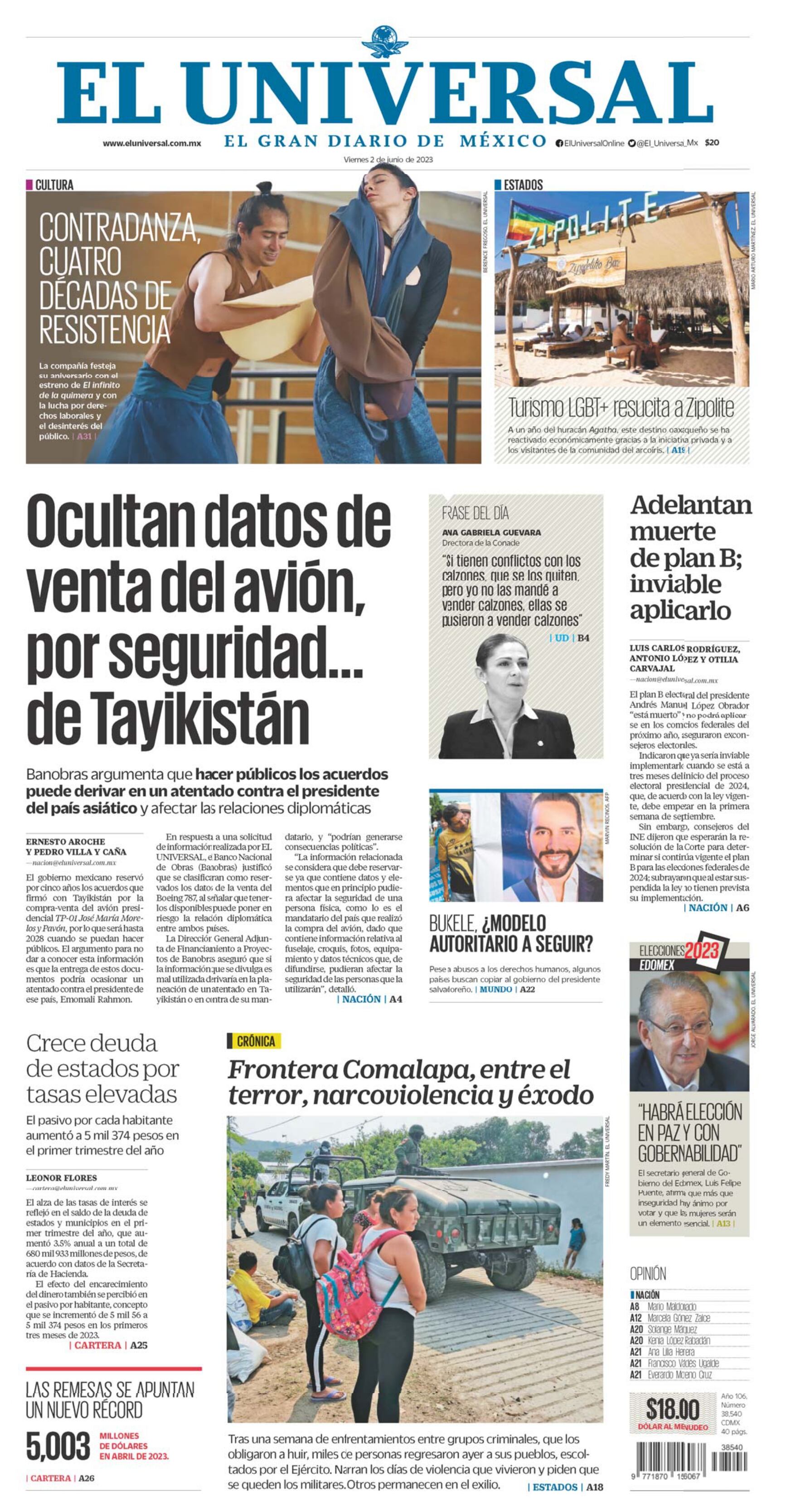 Portada impresa 02 de junio de 2023