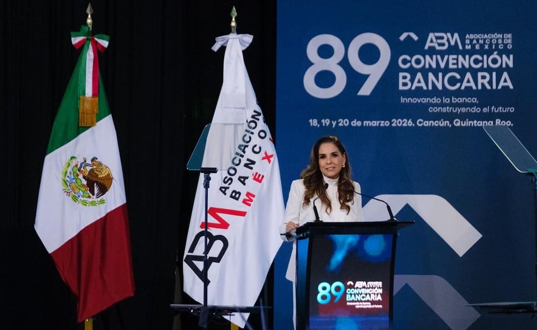 Mara Lezama durante su participación en la 89 Convención Nacional Bancaria (19/03/2026). Foto: Especial.