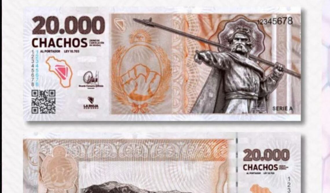 El Ejecutivo provincial usará los "chacho" para pagar los salarios de los empleados estatales y los bonos circularán como si fuera una moneda de curso legal para pagar en comercios y abonar servicios e impuestos. Foto: X @cburgueno