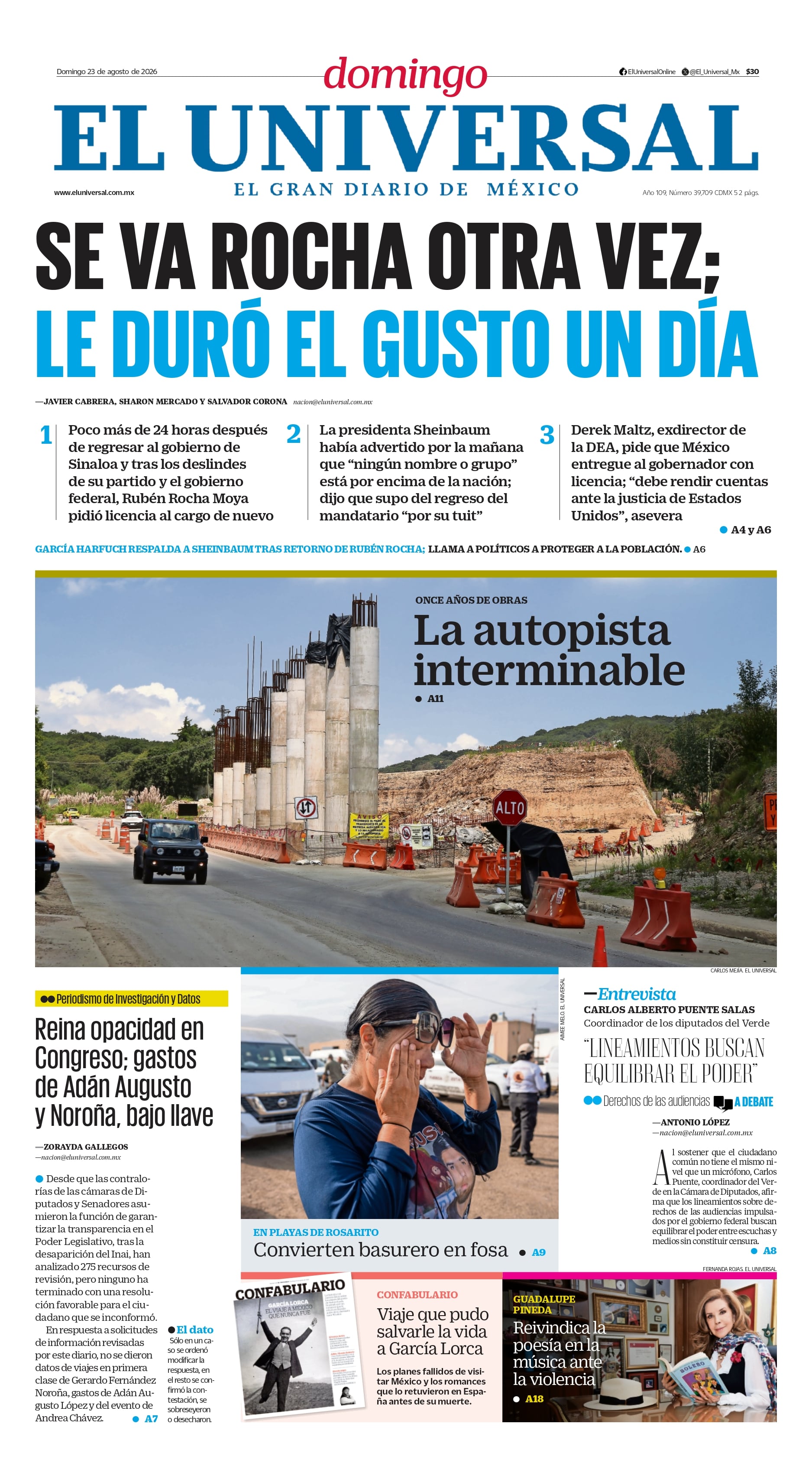 Portada impresa del 23 de agosto de 2026