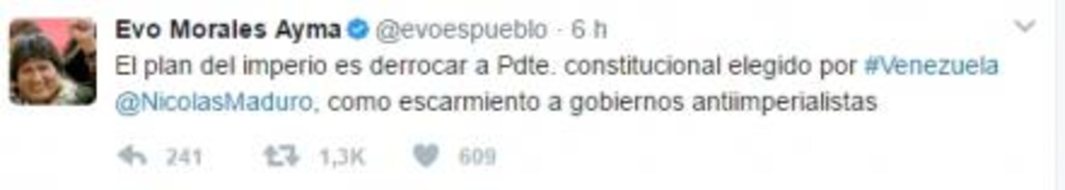 "Conspiración" contra Maduro es para apoderarse del petróleo: Evo Morales