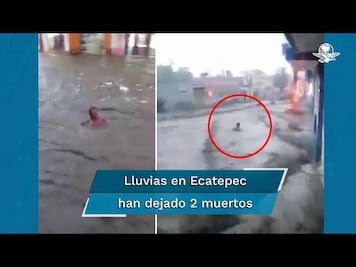 Captan momento en que una persona es arrastrada por inundación en Ecatepec