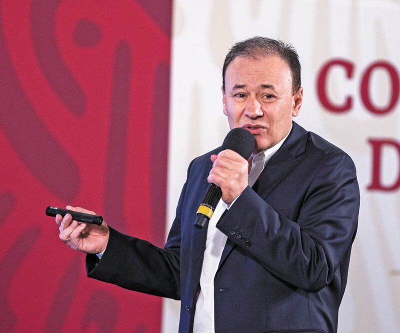 El secretario de Seguridad, Alfonso Durazo, afirmó que en abril los homicidios tuvieron una ligera tendencia a la baja. Foto: SERGIO TAPIA. EL UNIVERSAL