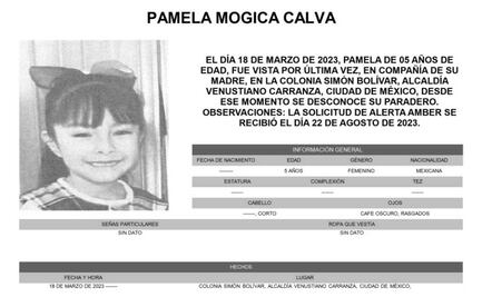Piden ayuda para localizar a Pamela, niña de 5 años desaparecida en la Venustiano Carranza
