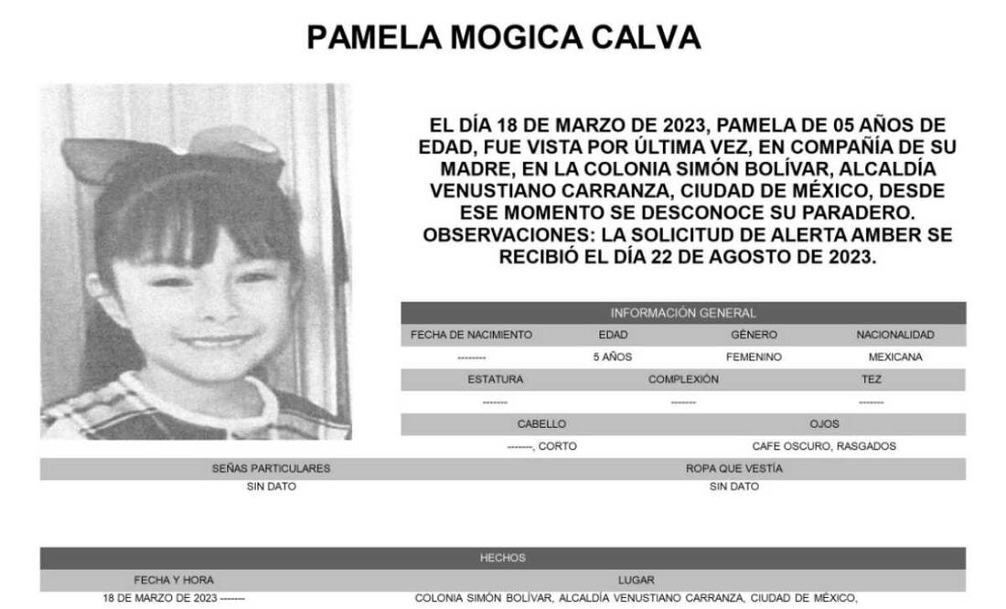 Pamela Mogica Calva, menor de edad desaparecida. Foto: Especial