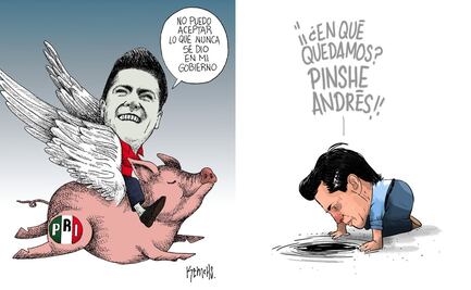 6 cartones de la prensa nacional que ilustran el caso Pegasus con Peña Nieto; de Kemchs a Chavo del Toro