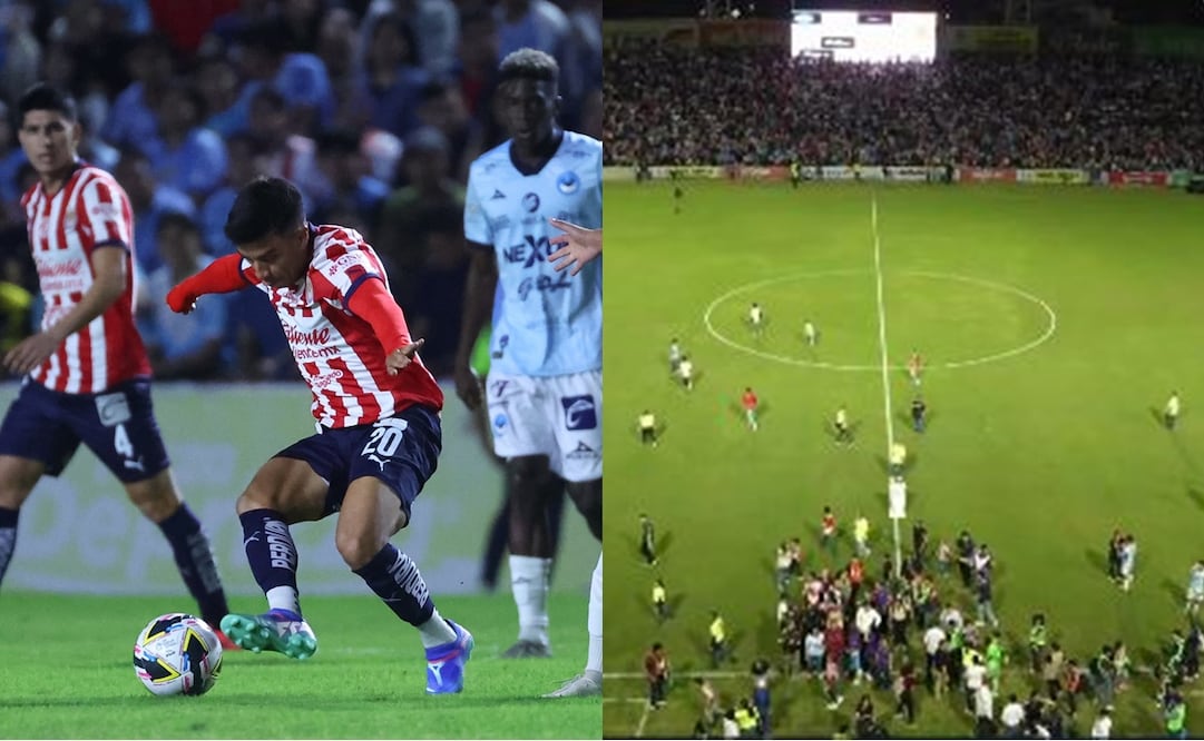 Chivas en el cierre de pretemporada ante Tampico Madero - Foto: @Chivas en X y captura de pantalla de la transmisión de Claro Sports