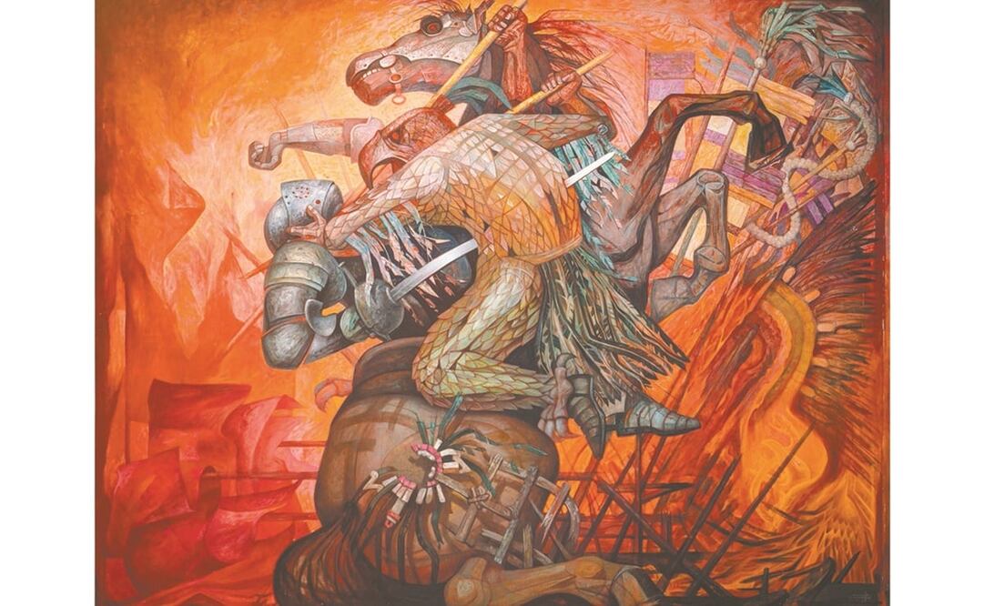 La pieza La Fusión de dos Culturas, de Jorge González Camarena, forma parte de la exhibición. Foto: Archivo Fotográfico “Manuel Toussaint”, IIE, UNAM.