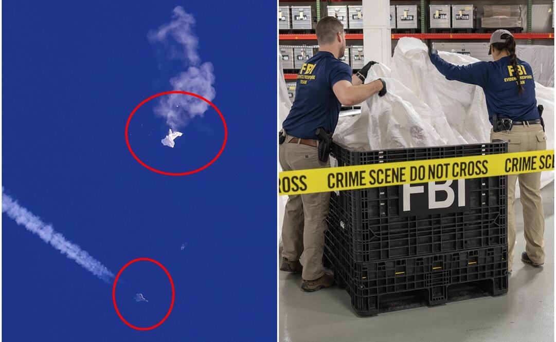 Fotografía proporcionada por Chad Fish de los restos de un globo sobre el océano Atlántico en la costa de Carolina del Sur. Foto: AP 