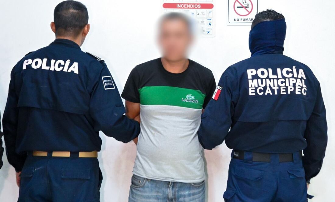Policías municipales de Ecatepec arrestaron a un hombre prófugo de la autoridades de la Ciudad de México desde el 2022. Foto: Especial