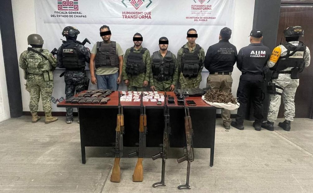 Detienen a cuatro hombres del Cártel Chiapas y Guatemala  (01/01/2026). Foto: Especial