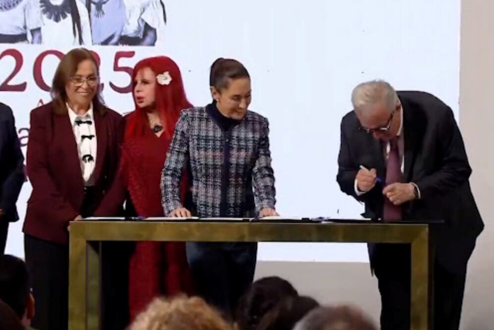 El gobernador Rubén Rocha Moya en la conferencia matutina de la presidenta Claudia Sheinbaum. Foto: Especial