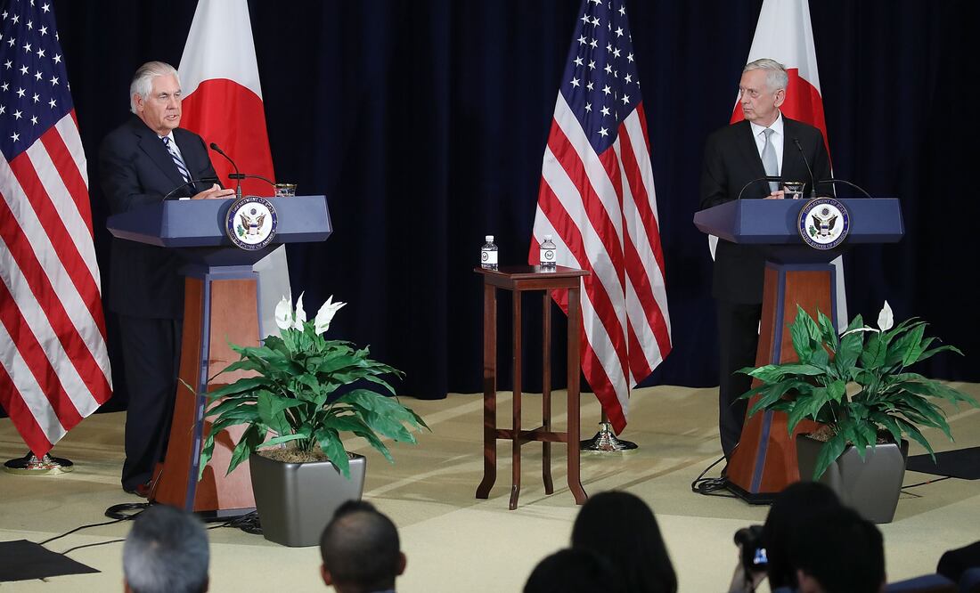 El secretario de Estado estadounidense, Rex Tillerson, y el secretario de Defensa estadounidense, James Mattis (Foto: AFP)