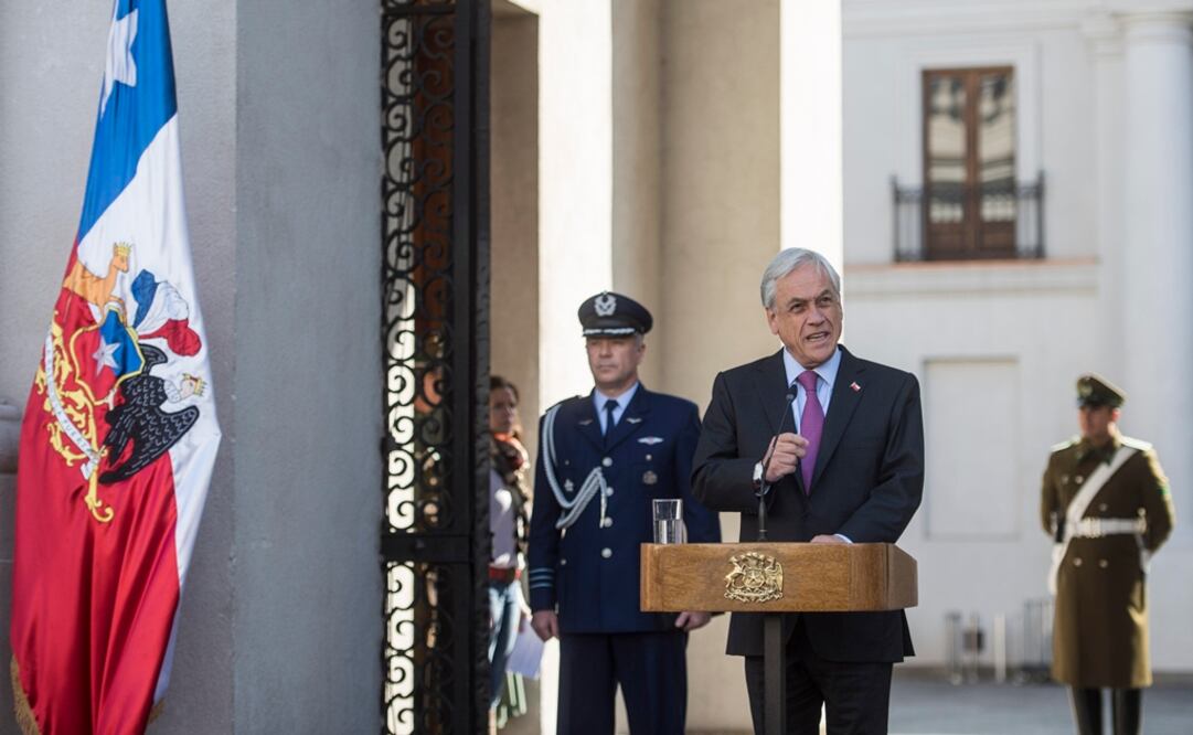 El presidente de Chile, Sebastián Piñera, hablando en el palacio de la Moneda en Santiago