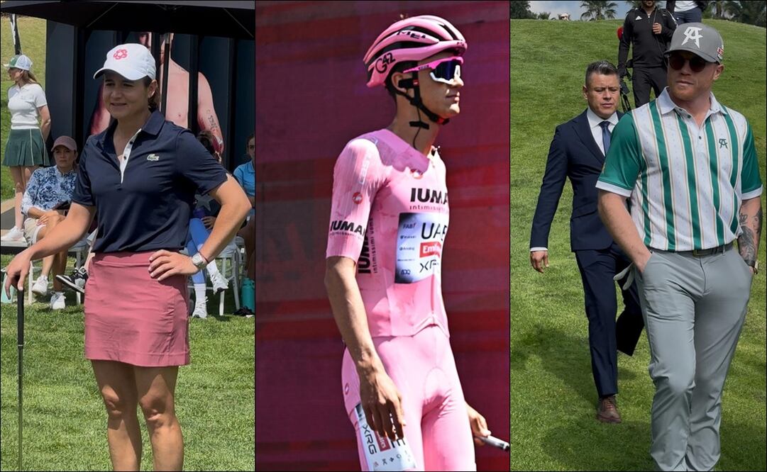 Canelo Álvarez y Lorena Ochoa comparten su orgullo por las hazañas de Isaac del Toro / FOTOS: EFE y Saúl Cano - EL UNIVERSAL