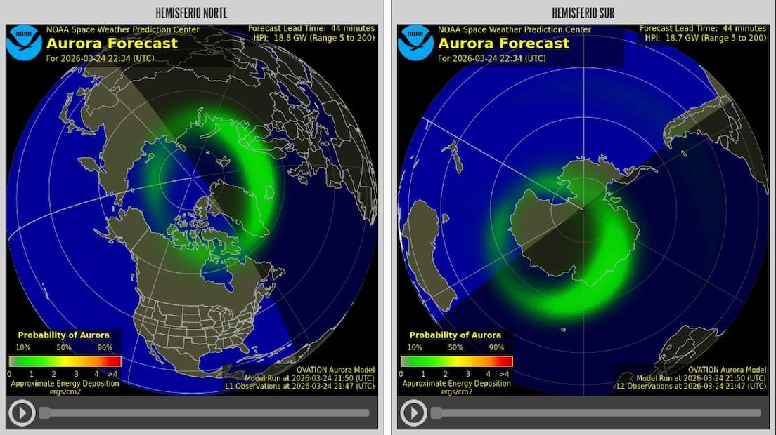 Tormenta geomagnética 24 de marzo. Foto: Centro de Predicción del Clima Espacial