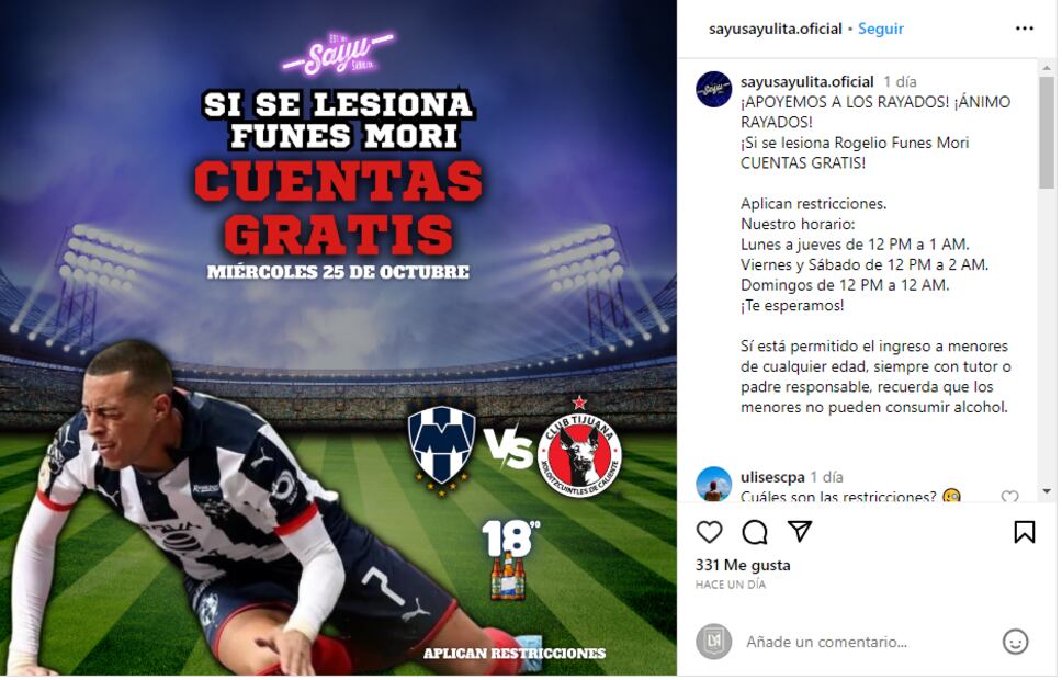 La promoción que buscaba la lesión de Funes Mori / Foto: Especiales