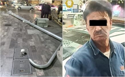 Detienen a conductor que derribó poste en explanada de Bellas Artes; hay una persona lesionada