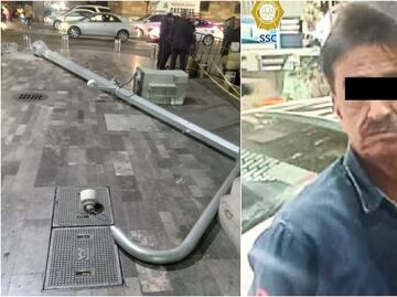 Detienen a conductor que derribó poste en explanada de Bellas Artes; hay una persona lesionada