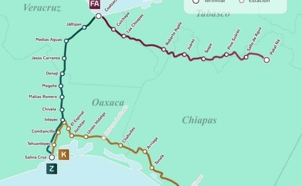 Mapa de estaciones del Tren Interoceánico (28/12/2025). Foto: Captura de pantalla